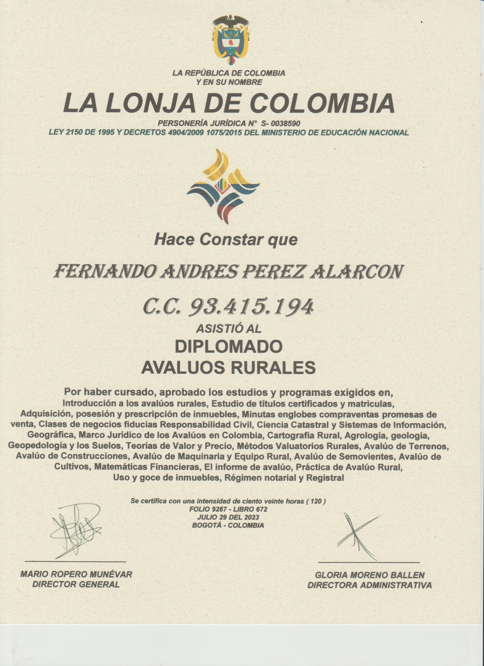 Diplomado en Avalúos Rurales - Fernando Andrés Pérez Alarcón - Consulta Mis Inmuebles S.A.S. | Tu nuevo comienzo empieza hoy! Diplomado en Avalúos Rurales - Fernando Andrés Pérez Alarcón - Consulta Mis Inmuebles S.A.S. | Tu nuevo comienzo empieza hoy!