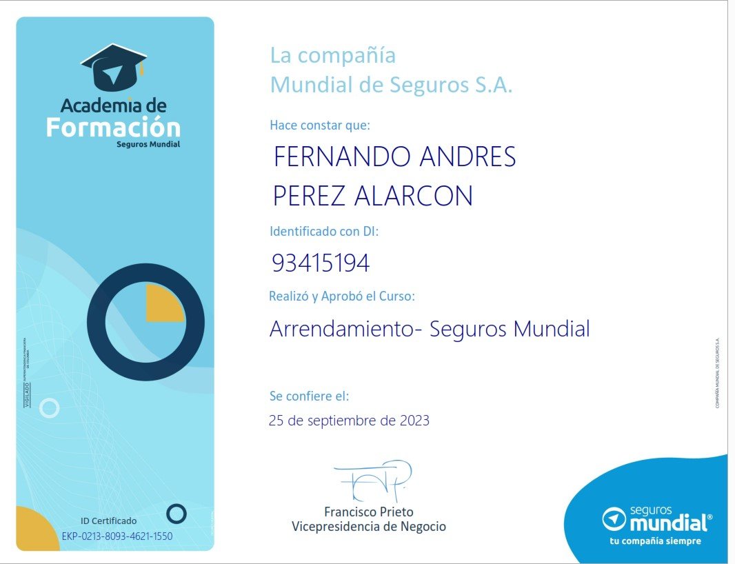 Certificado de Arrendamiento - Seguros Mundial - Fernando Andrés Pérez Alarcón - Consulta Mis Inmuebles S.A.S. | Tu nuevo comienzo empieza hoy! Certificado de Arrendamiento - Seguros Mundial - Fernando Andrés Pérez Alarcón - Consulta Mis Inmuebles S.A.S. | Tu nuevo comienzo empieza hoy!