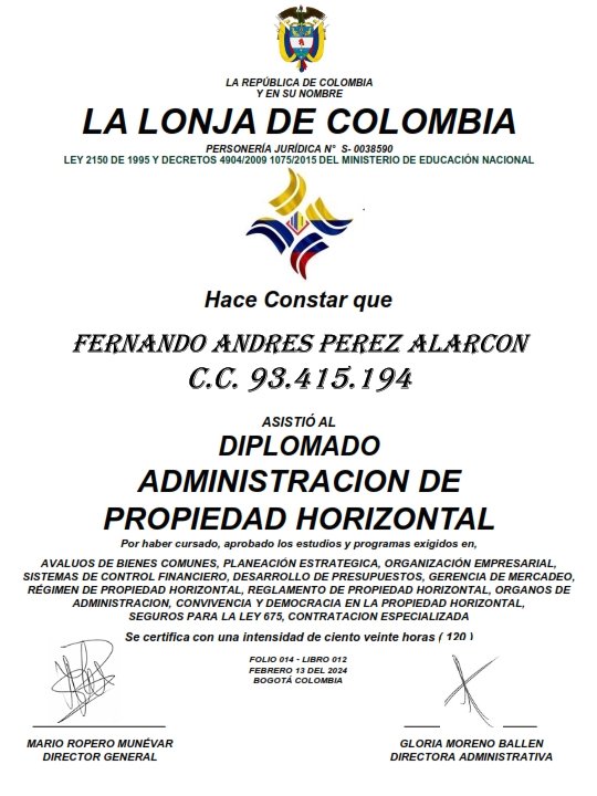 Diplomado en Administración de Propiedad Horizontal - Fernando Andrés Pérez Alarcón - Consulta Mis Inmuebles S.A.S. | Tu nuevo comienzo empieza hoy! Diplomado en Administración de Propiedad Horizontal - Fernando Andrés Pérez Alarcón - Consulta Mis Inmuebles S.A.S. | Tu nuevo comienzo empieza hoy!
