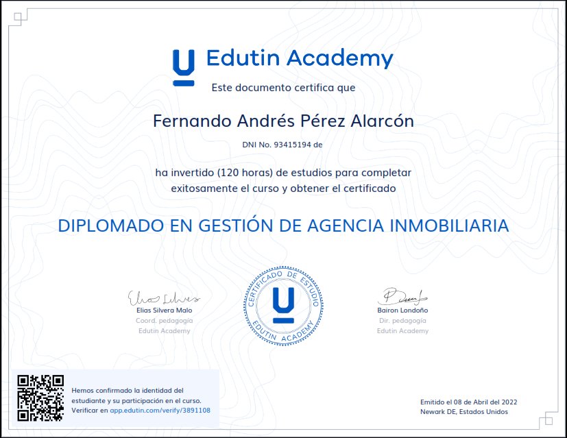 Diplomado en Gestión de Agencia Inmobiliaria - Fernando Andrés Pérez Alarcón - Consulta Mis Inmuebles S.A.S. | Tu nuevo comienzo empieza hoy! Diplomado en Gestión de Agencia Inmobiliaria - Fernando Andrés Pérez Alarcón - Consulta Mis Inmuebles S.A.S. | Tu nuevo comienzo empieza hoy!